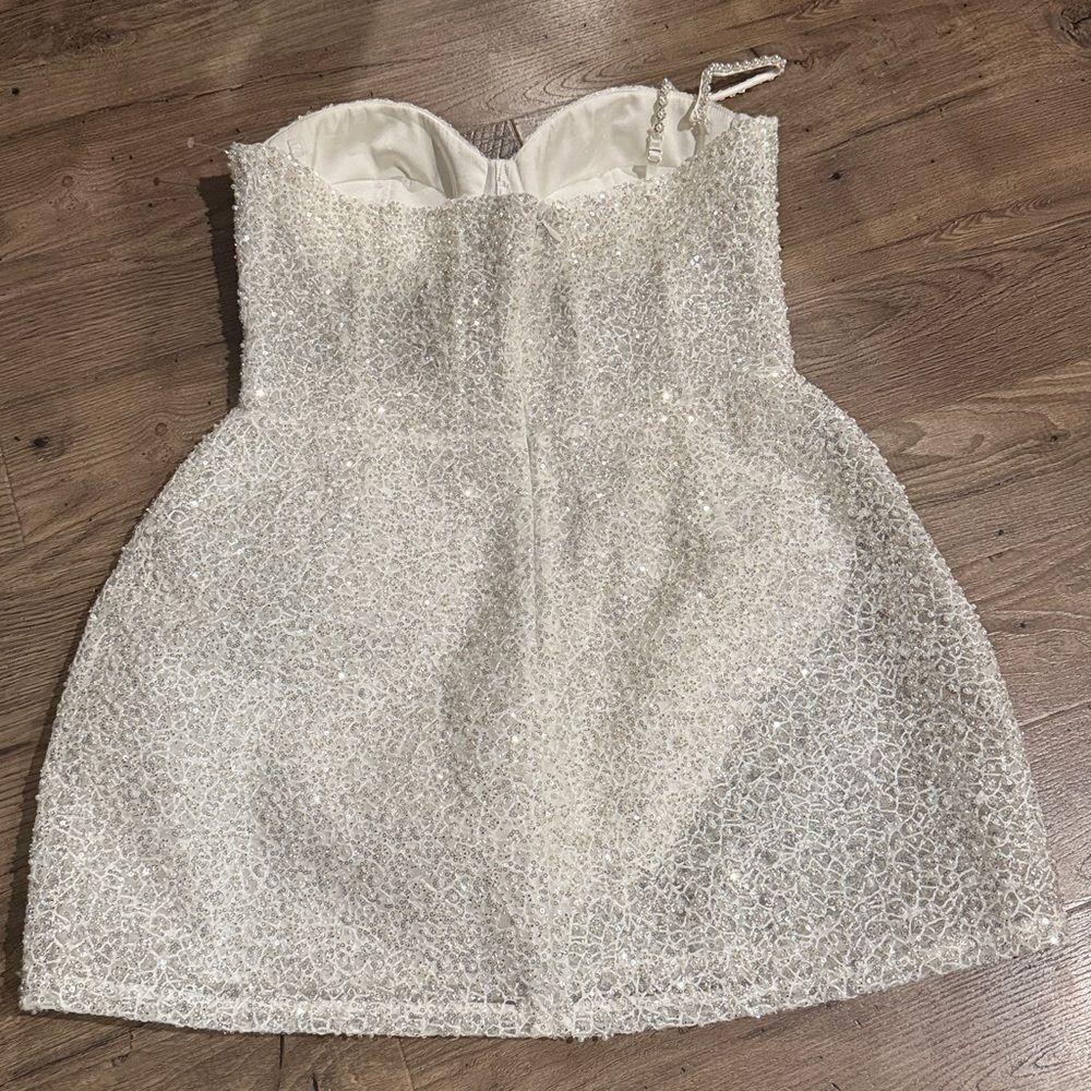 NADINE MERABI Women's White Alice Embellished Belted Cocktail Minidress A - Picture 6 of 8